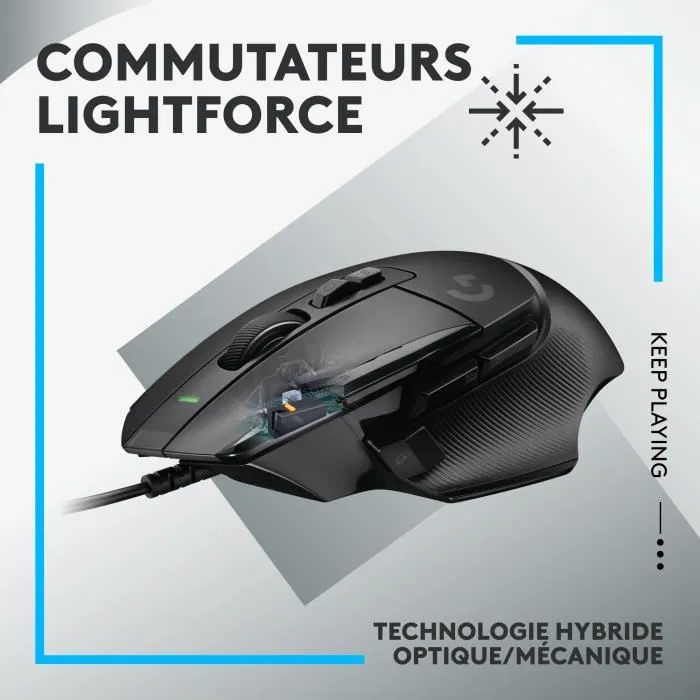 Logitech G G502 X - Souris Gamer Filaire avec Technologie LIGHTFORCE - Noir - Souris de Jeu Précise et Fiable Logitech G G502 X - Souris Gamer Filaire avec Technologie LIGHTFORCE - Noir - Souris de Jeu Précise et Fiable