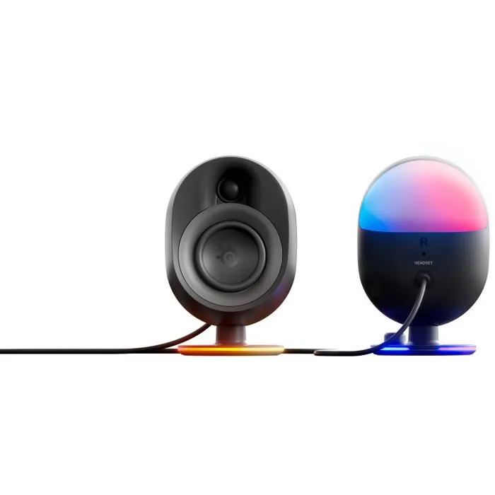 Steelseries Arena 7 - Enceintes PC 2.1 - Système audio 2-en-1 avec caisson de basses 6,5" et RGB 4 zones - Puissance 20 W - Connexion Jack 3,5 mm