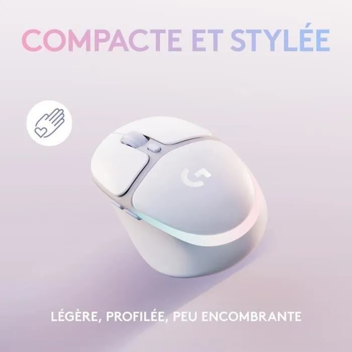 Logitech G G705 Souris Gamer sans fil Bluetooth et LIGHTSPEED pour petites mains, RVB LIGHTSYNC, blanc, collection Aurora