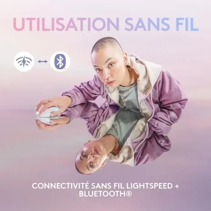 Logitech G G705 Souris Gamer sans fil Bluetooth et LIGHTSPEED pour petites mains, RVB LIGHTSYNC, blanc, collection Aurora