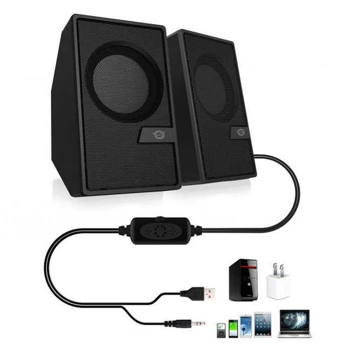 Conceptronic Enceintes Stéréo 2.0 Bjorn02B Bluetooth 5.0 6W Noir