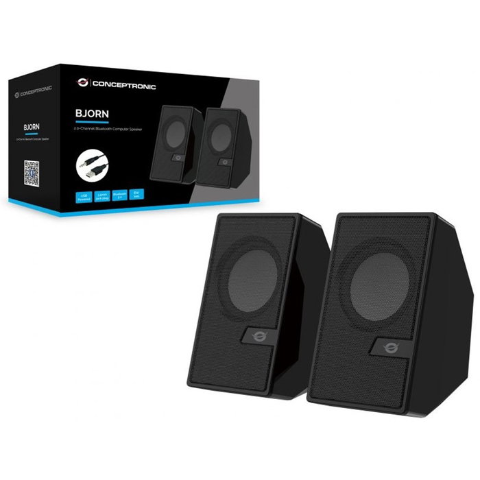Conceptronic Enceintes Stéréo 2.0 Bjorn02B Bluetooth 5.0 6W Noir