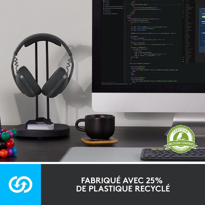 Logitech Zone Vibe 100 - Casque sans fil Bluetooth avec microphone antibruit et 18h d'autonomie - Pour télétravail, jeux et loisirs
