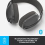 Logitech Zone Vibe 100 - Casque sans fil Bluetooth avec microphone antibruit et 18h d'autonomie - Pour télétravail, jeux et loisirs