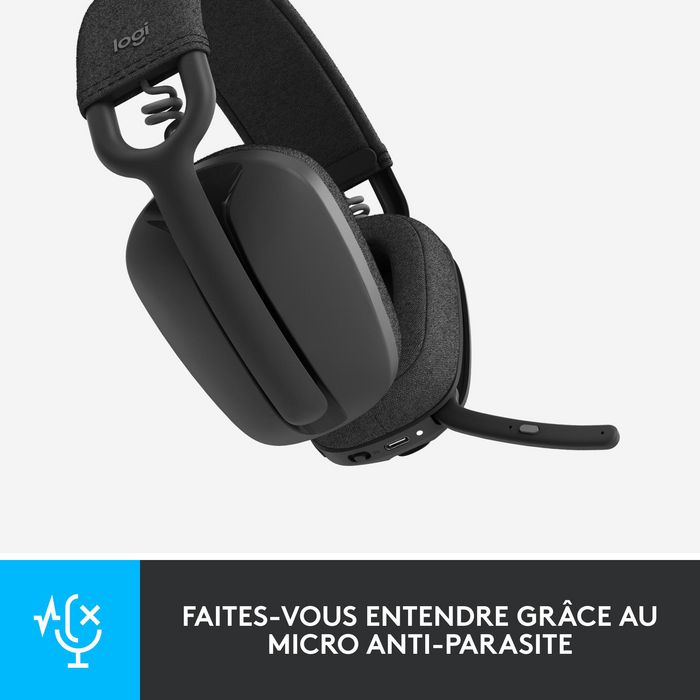Logitech Zone Vibe 100 - Casque sans fil Bluetooth avec microphone antibruit et 18h d'autonomie - Pour télétravail, jeux et loisirs