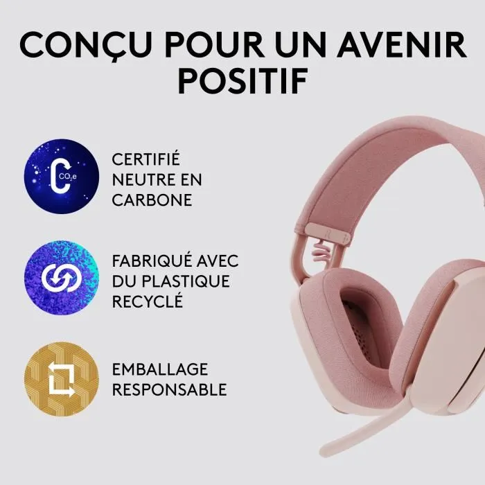 Logitech Zone Vibe 100 - Casque sans fil Bluetooth avec microphone anti-bruit, connectivité multipoint, compatible Teams/Zoom/Meet, Mac/PC, Rose Logitech Zone Vibe 100 - Casque sans fil Bluetooth avec microphone anti-bruit, connectivité multipoint, compatible Teams/Zoom/Meet, Mac/PC, Rose