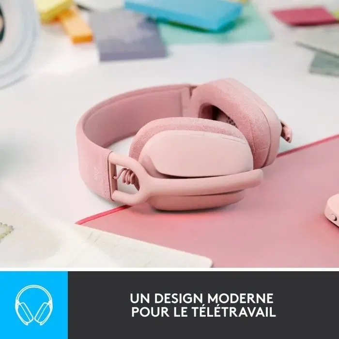 Logitech Zone Vibe 100 - Casque sans fil Bluetooth avec microphone anti-bruit, connectivité multipoint, compatible Teams/Zoom/Meet, Mac/PC, Rose Logitech Zone Vibe 100 - Casque sans fil Bluetooth avec microphone anti-bruit, connectivité multipoint, compatible Teams/Zoom/Meet, Mac/PC, Rose