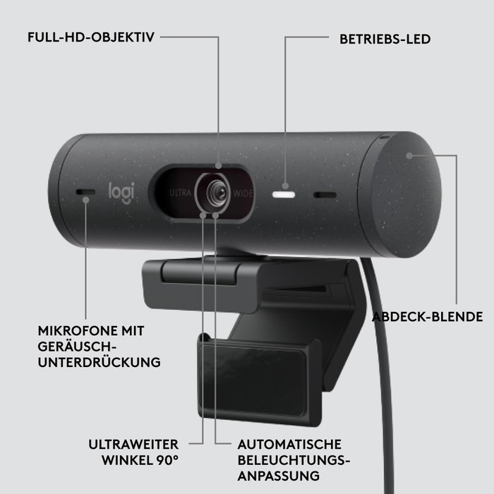 Logitech Brio 500 Webcam Full HD 1080p Graphite