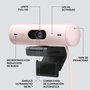 Logitech Brio 500 Webcam Full HD 1080p 4MP USB-C avec HDR, Mic Stéréo, Zoom 4x, Rose