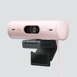 Logitech Brio 500 Webcam Full HD 1080p 4MP USB-C avec HDR, Mic Stéréo, Zoom 4x, Rose
