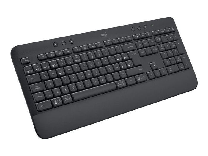 Logitech Signature K650 Wireless Inalambrico Clavier Bluetooth 5.1 QWERTY Espagnol avec Repose-Poignets et Pavé Numérique - Graphite