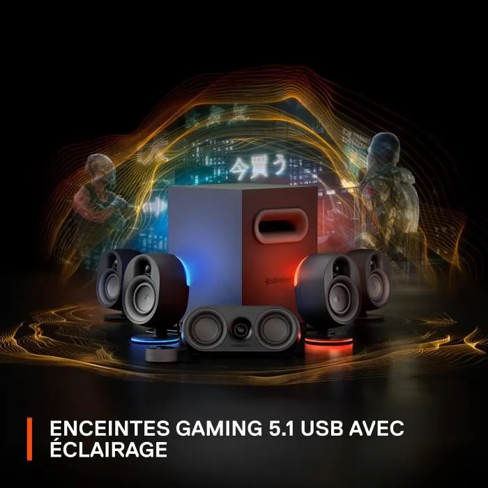 SteelSeries Arena 9 - Enceintes PC USB - Système de son surround 5.1 pour ordinateur et gaming SteelSeries Arena 9 - Enceintes PC USB - Système de son surround 5.1 pour ordinateur et gaming