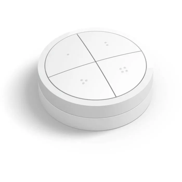 Philips Hue Télécommande Tap Dial Switch Blanc - Contrôle 3 Pièces/Zones, Compatible Alexa - Réglage Luminosité - Pour Intérieur - Sur Piles