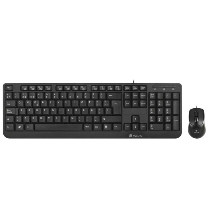 Clavier et Souris Optique NGS Cocoa Kit Cocoa Kit Noir Espagnol Qwerty