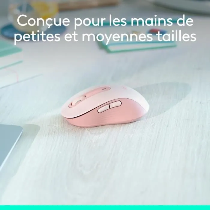 Logitech Signature M650 Souris Sans Fil - Droitier - Rose - SmartWheel pour Défilement Précis et Confort Amélioré