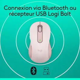 Logitech Signature M650 Souris Sans Fil - Droitier - Rose - SmartWheel pour Défilement Précis et Confort Amélioré