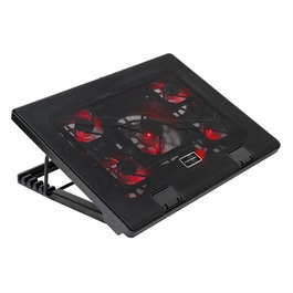 Mars Gaming MNBC2 Base de Refroidissement pour PC Portable Gaming 5 Ventilateurs jusqu'à 17 Pouces Stand Réglable avec 2 Ports USB 2.0