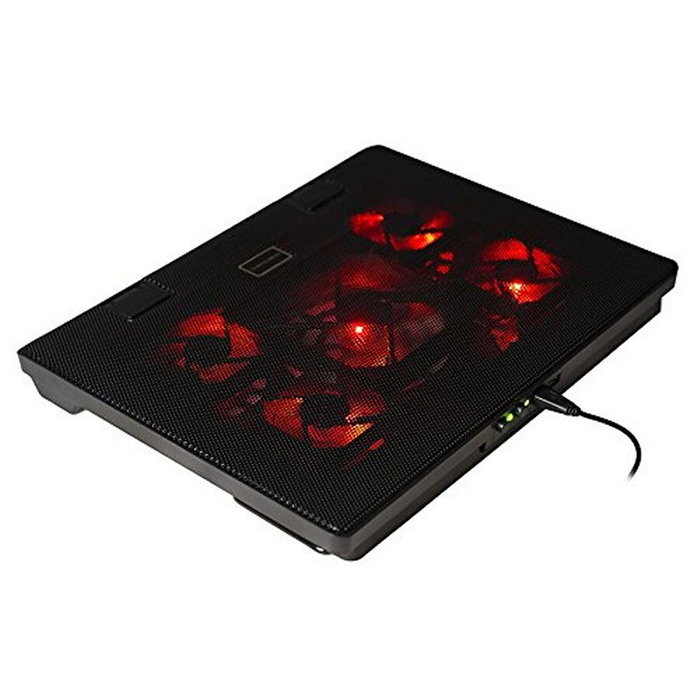 Mars Gaming MNBC2 Base de Refroidissement pour PC Portable Gaming 5 Ventilateurs jusqu'à 17 Pouces Stand Réglable avec 2 Ports USB 2.0