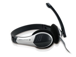 Conceptronic Chatstar Casque Binaural Filaire Avec Microphone Noir et Argent 3.5mm