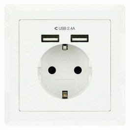 TooQ Prise Murale avec 2 Ports USB 5V/2,4A Blanc 10.35.0010