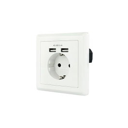 Tooq Prise Schuko 2 Prises avec Connecteur RGB 3PIN, Fixation Magnétique et Velcro, Alimentation SATA