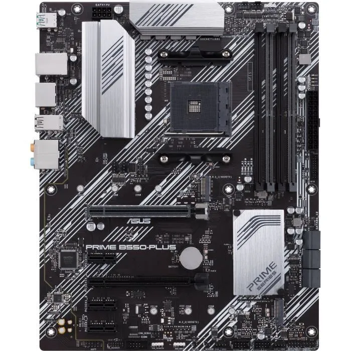 Asus PRIME B550-PLUS Carte Mère Socket AM4 pour Processeurs AMD Ryzen 3ème Génération, USB 3.2, HDMI, DisplayPort, LAN, DDR4, M.2