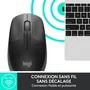 Logitech M190 Souris sans fil ergonomique pour main moyenne/grande, 1000 DPI, technologie optique - Noir