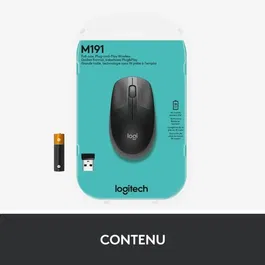 Logitech M190 Souris sans fil ergonomique pour main moyenne/grande, 1000 DPI, technologie optique - Noir