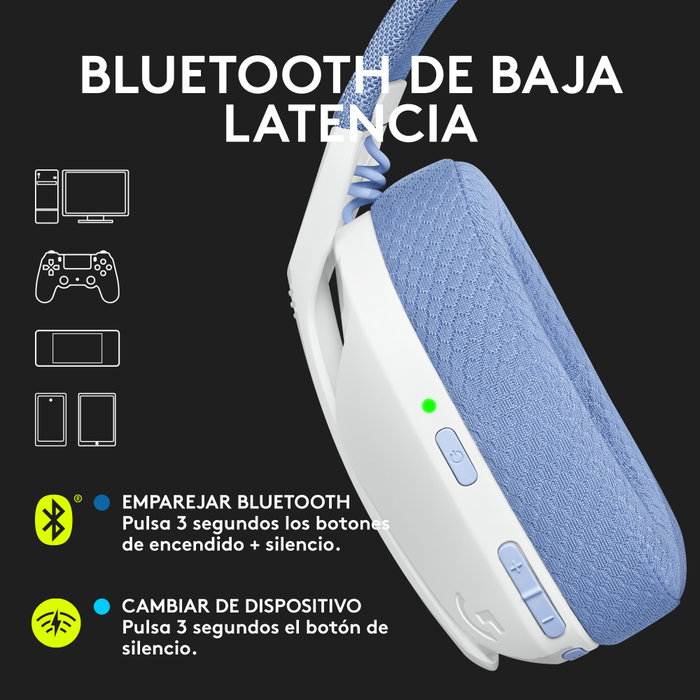 Logitech G435 Casque Gaming Sans Fil avec Micro Bluetooth LIGHTSPEED Blanc Logitech G435 Casque Gaming Sans Fil avec Micro Bluetooth LIGHTSPEED Blanc