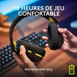 Logitech G G435 Lightspeed - Casque gamer sans fil avec Bluetooth et audio stéréo, design léger, autonomie 18h, micro réducteur de bruit, Noir