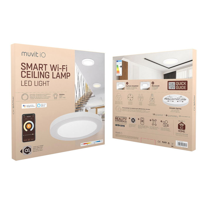 Muvit Plafonnier LED Wifi 30W Blanc 3000 Lumens Ajustable