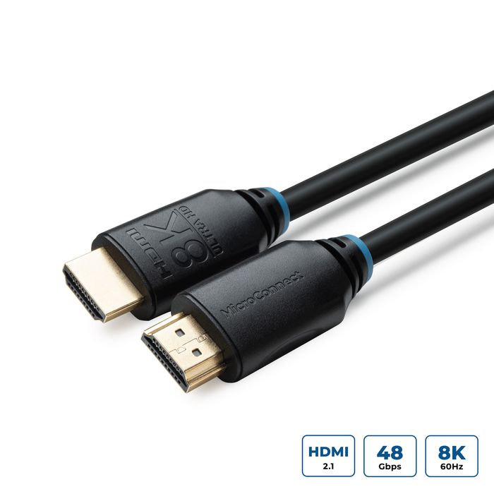 MicroConnect Câble HDMI 2.1 8K 60Hz 48Gbps 0.5m avec HDR Dynamique et eARC, 10K 120Hz, rétrocompatible, HDCP 2.2, pour Home Cinéma, Gaming MicroConnect Câble HDMI 2.1 8K 60Hz 48Gbps 0.5m avec HDR Dynamique et eARC, 10K 120Hz, rétrocompatible, HDCP 2.2, pour Home Cinéma, Gaming