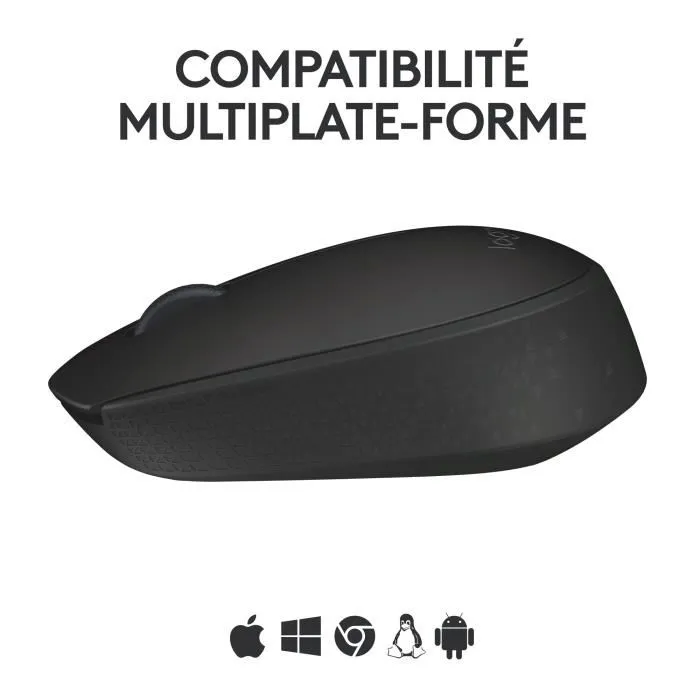 Logitech M171 Souris sans fil noir ambidextre, 12 mois d'autonomie, compatible Windows, Mac, Chrome