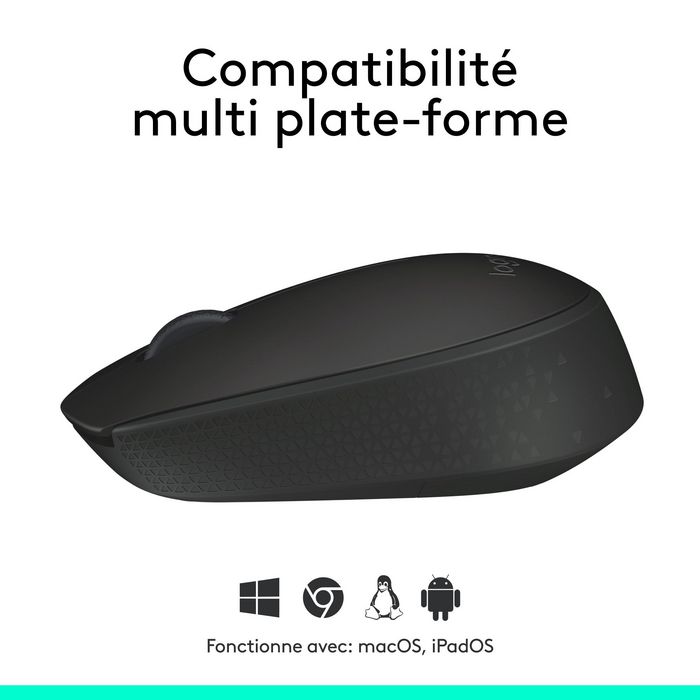 Logitech M171 Souris sans fil 2.4 GHz avec autonomie 12 mois sur pile AA, Noir, pour Windows, macOS, ChromeOS, Linux