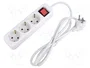 Lanberg Reglette 3 prises Schuko avec protection, 1,5 m, blanc