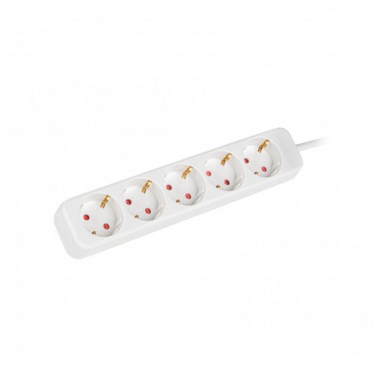 Lanberg Rallonge multiprise 5 prises Schuko blanc CEE 7/3 3 m 2500W protection enfant