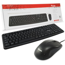 Equip Kit Clavier + Souris USB, Clavier Standard 105 Touches, Souris Optique 1000 DPI, Filaire, pour PC Windows/Mac OS