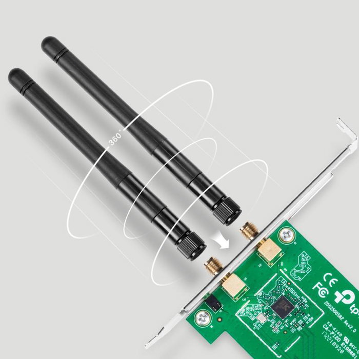 TP-Link TL-WN881ND Carte réseau PCIe sans fil N300 2.4 GHz avec 2 antennes, 300 Mbits/s
