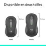 Logitech M650 L - Souris sans fil Bluetooth et Logi Bolt pour grandes mains, silencieuse, défilement SmartWheel, 5 boutons personnalisables, 2000 DPI, graphite