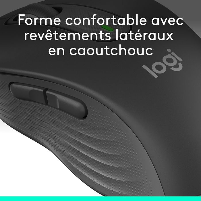 Logitech M650 L - Souris sans fil Bluetooth et Logi Bolt pour grandes mains, silencieuse, défilement SmartWheel, 5 boutons personnalisables, 2000 DPI, graphite