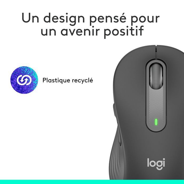 Logitech M650 L - Souris sans fil Bluetooth et Logi Bolt pour grandes mains, silencieuse, défilement SmartWheel, 5 boutons personnalisables, 2000 DPI, graphite