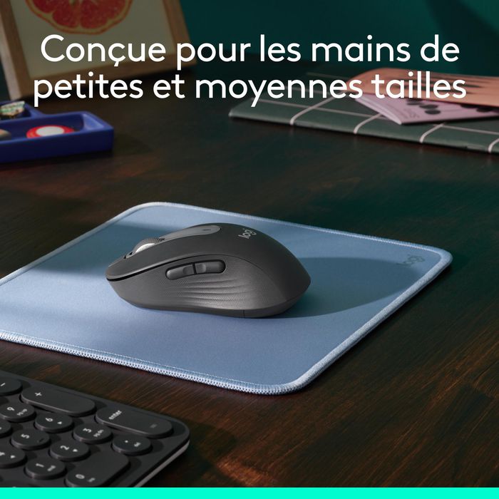 Logitech M650 L - Souris sans fil Bluetooth et Logi Bolt pour grandes mains, silencieuse, défilement SmartWheel, 5 boutons personnalisables, 2000 DPI, graphite