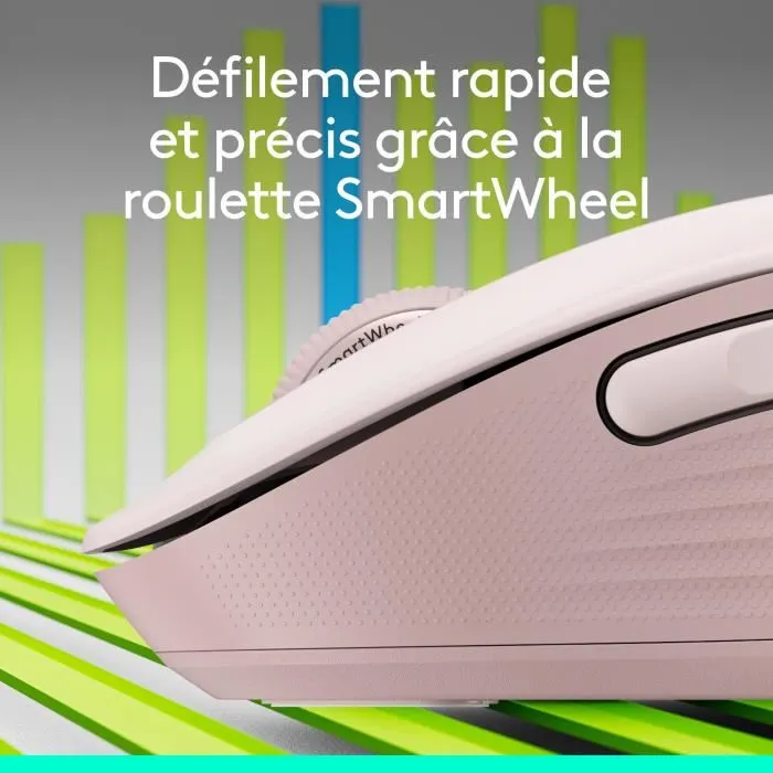 Logitech Signature M650 L Souris sans fil ergonomique avec défilement SmartWheel - Rose - Pour main droite