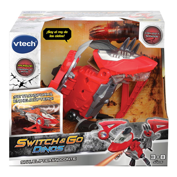 V-Tech - Switch & Go Dinos - Pteranodonte - Jouet dinosaure interactif transformable en véhicule - Réf. 80-197322 - Espagnol V-Tech - Switch & Go Dinos - Pteranodonte - Jouet dinosaure interactif transformable en véhicule - Réf. 80-197322 - Espagnol