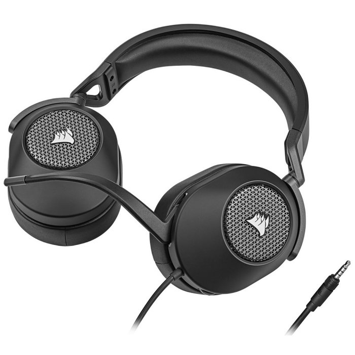 Corsair HS65 Casque Gaming Filaire Carbone avec Microphone Amovible, USB, 20-20000 Hz, 32 Ohm