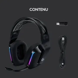 Logitech G - Casque Gaming Sans Fil G733 Lightspeed avec LIGHTSYNC RVB et Blue VO!CE - Noir - Compatible PS5, PS4, PC, MAC