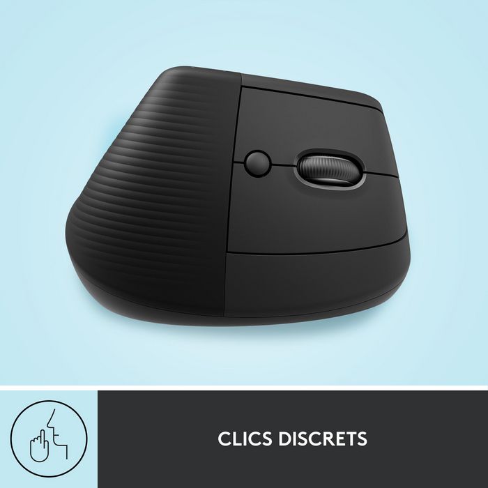 Logitech Lift - Souris ergonomique verticale sans fil pour petites et moyennes mains, Bluetooth/Logi Bolt USB, 4 boutons programmables, silencieuse, compatible Windows/macOS/iPadOS