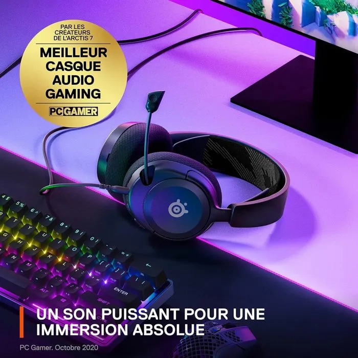 Steelseries Arctis Nova 1 Casque-micro gaming filaire Multiplateforme Noir, haut-parleurs haute-fidélité, micro antibruit ClearCast Gen 2, compatible PC console jack 3,5 mm