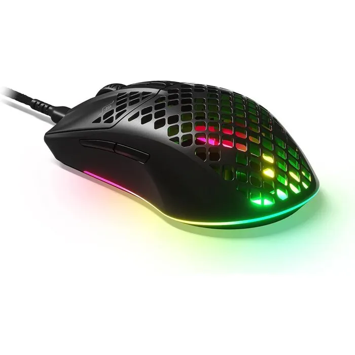 Steelseries Aerox 3 Souris Gaming Sans Fil Noir – Ultra-légère RGB IP54 68g 200h TrueMove Air Bluetooth 5.0