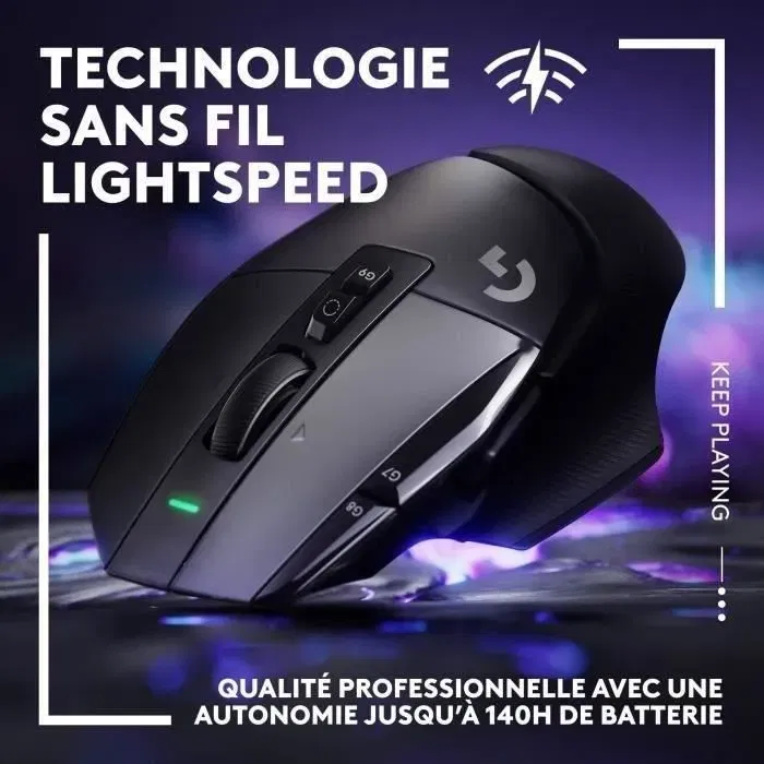 Logitech G G502 X Lightspeed - Souris Gaming sans fil pour PC/Mac - Capteur HERO 25K, boutons hybrides, technologie LIGHTSPEED, compatible Powerplay - Noir